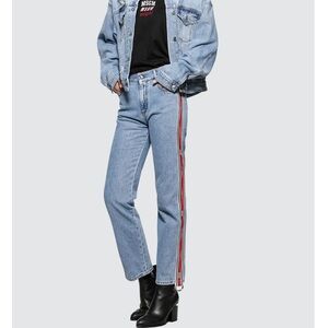 MSGM RIBBED MSGM LOGO LIGHT BLUE WASHED JEANS SIZE 24